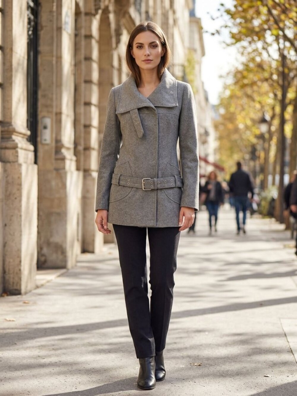 KATIA G Made in Italy Grey Wool Slim Coat Size US 4